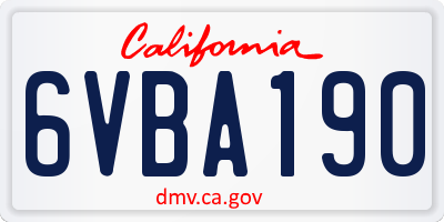 CA license plate 6VBA190
