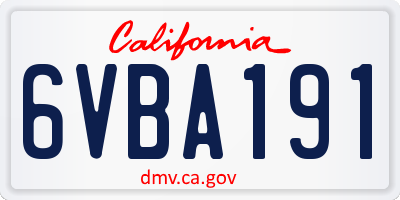 CA license plate 6VBA191