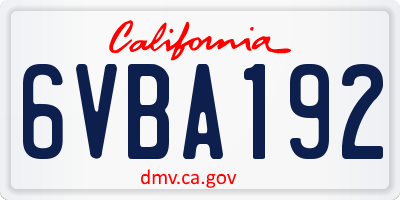 CA license plate 6VBA192