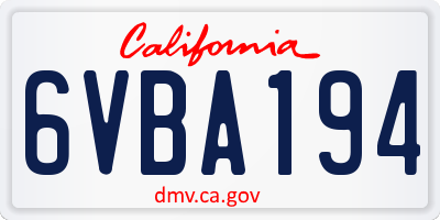 CA license plate 6VBA194