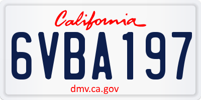 CA license plate 6VBA197