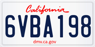 CA license plate 6VBA198