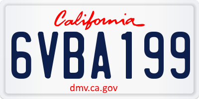 CA license plate 6VBA199