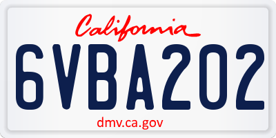 CA license plate 6VBA202