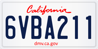CA license plate 6VBA211