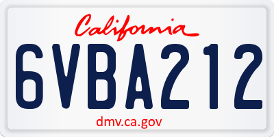 CA license plate 6VBA212