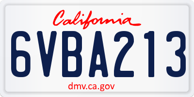 CA license plate 6VBA213