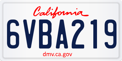 CA license plate 6VBA219