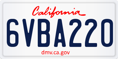 CA license plate 6VBA220