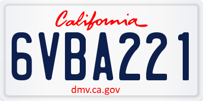 CA license plate 6VBA221