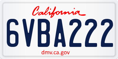 CA license plate 6VBA222