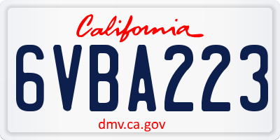 CA license plate 6VBA223