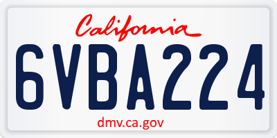 CA license plate 6VBA224