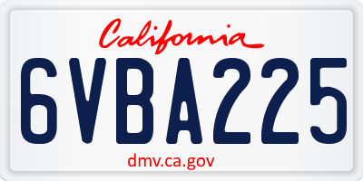 CA license plate 6VBA225