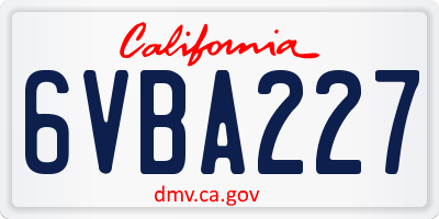 CA license plate 6VBA227