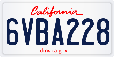 CA license plate 6VBA228