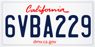 CA license plate 6VBA229