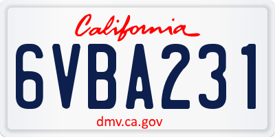 CA license plate 6VBA231