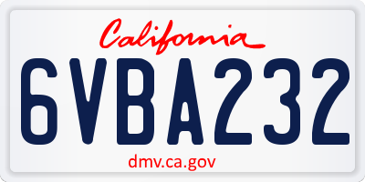 CA license plate 6VBA232