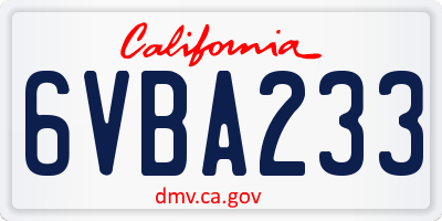 CA license plate 6VBA233
