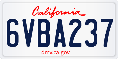 CA license plate 6VBA237