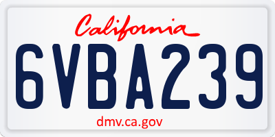 CA license plate 6VBA239
