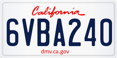 CA license plate 6VBA240
