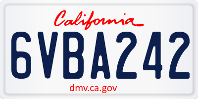CA license plate 6VBA242