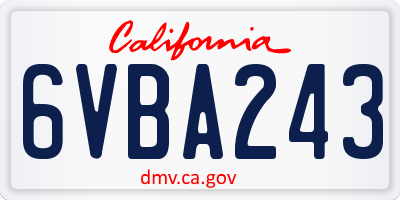 CA license plate 6VBA243