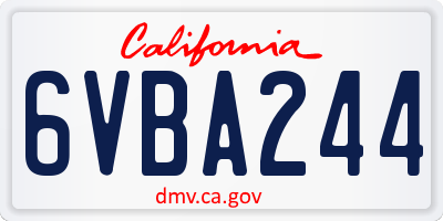 CA license plate 6VBA244