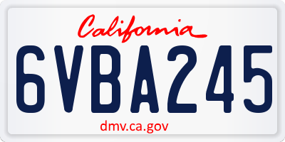 CA license plate 6VBA245