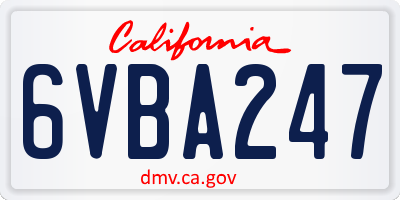 CA license plate 6VBA247