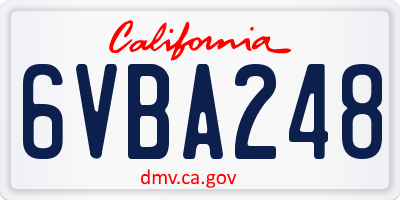 CA license plate 6VBA248