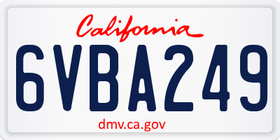 CA license plate 6VBA249
