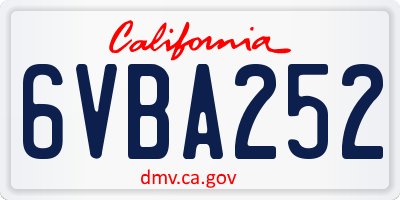 CA license plate 6VBA252