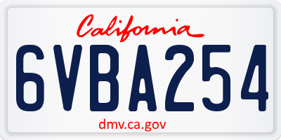 CA license plate 6VBA254