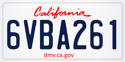 CA license plate 6VBA261