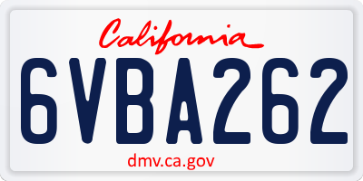 CA license plate 6VBA262