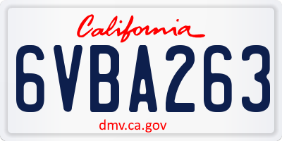 CA license plate 6VBA263