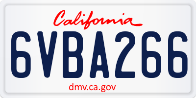 CA license plate 6VBA266