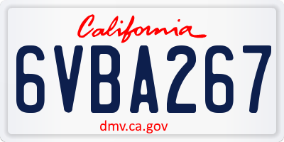 CA license plate 6VBA267