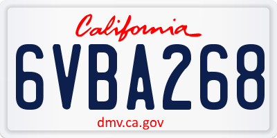 CA license plate 6VBA268