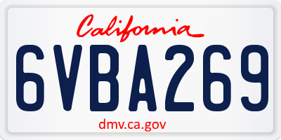CA license plate 6VBA269
