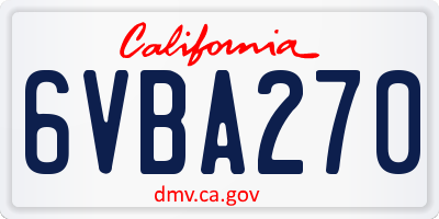 CA license plate 6VBA270