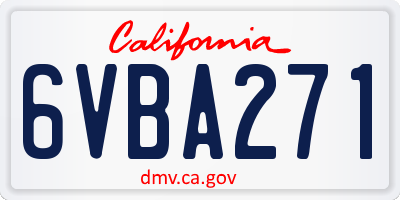 CA license plate 6VBA271