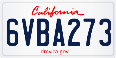 CA license plate 6VBA273