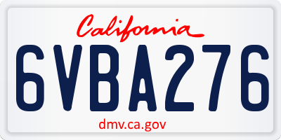 CA license plate 6VBA276