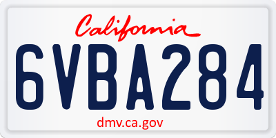 CA license plate 6VBA284