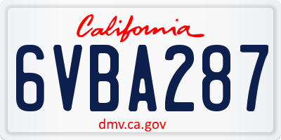 CA license plate 6VBA287