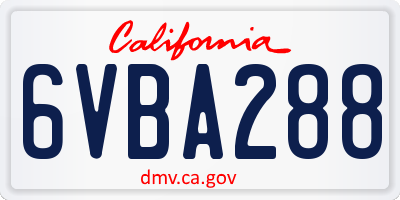 CA license plate 6VBA288